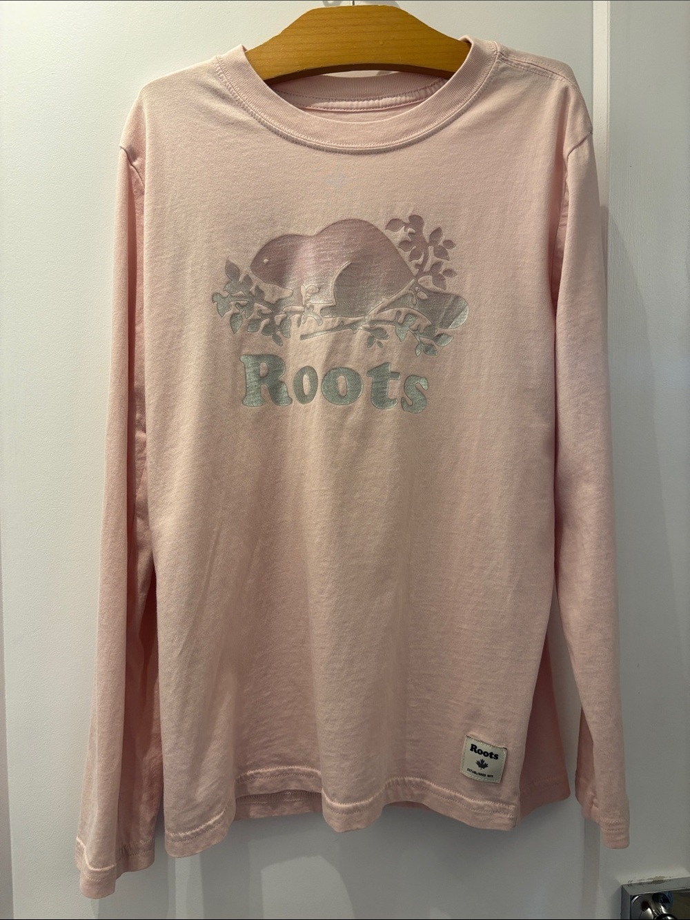 Roots Girls' Light Pink Long Sleeve Logo Tee